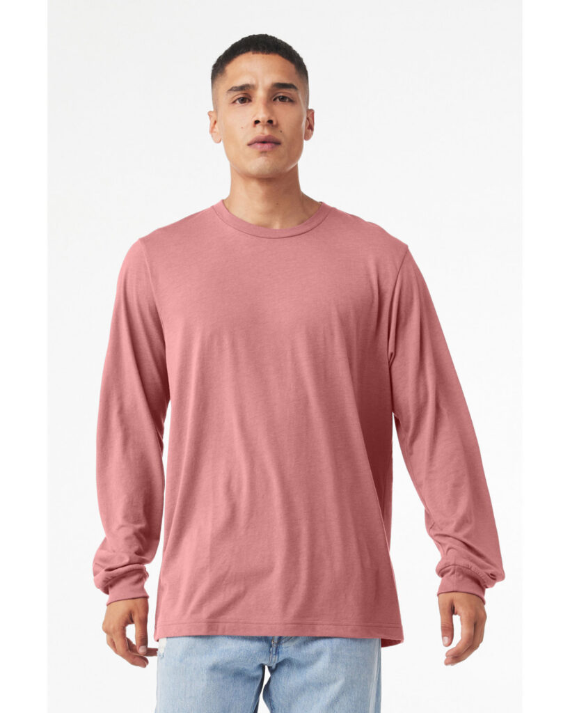 BELLA + CANVAS 3513 Unisex Triblend Long Sleeve Tee in Mauve Triblend