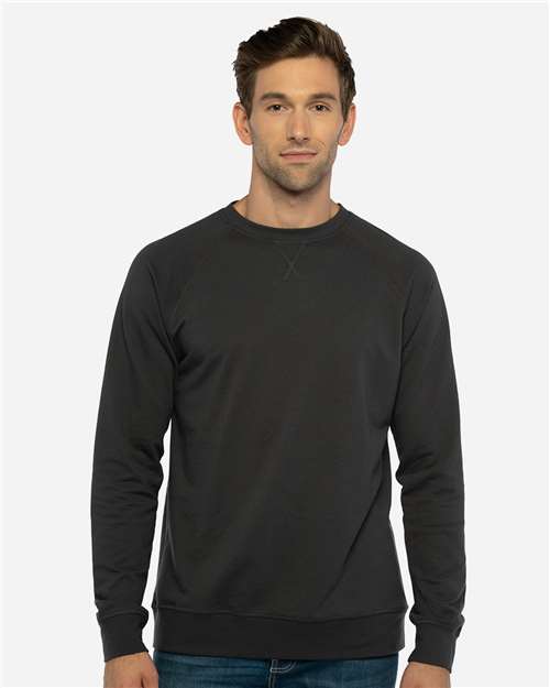 Next Level 9000 Unisex Laguna Raglan Crewneck Sweatshirt in Graphite Black