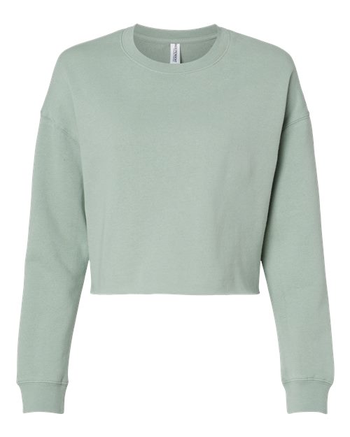 Independent Trading Co. AFX24CRP Women's Lightweight Crop Crewneck Sweatshirt in Sage
