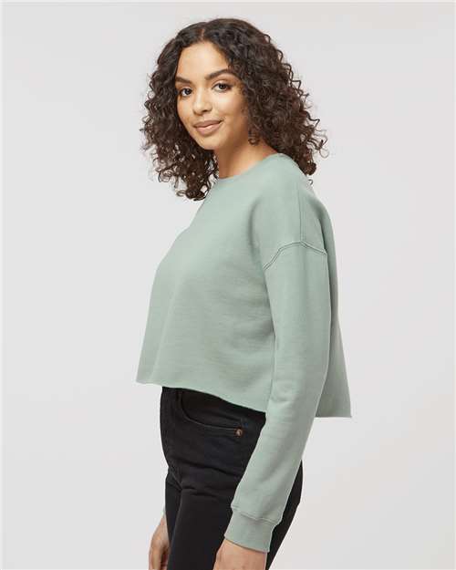 Independent Trading Co. AFX24CRP Women's Lightweight Crop Crewneck Sweatshirt in Sage