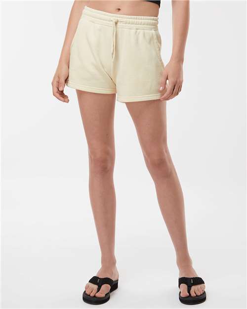 Independent Trading Co. PRM20SRT Women's Lightweight California Wave Wash Fleece Shorts in Bone