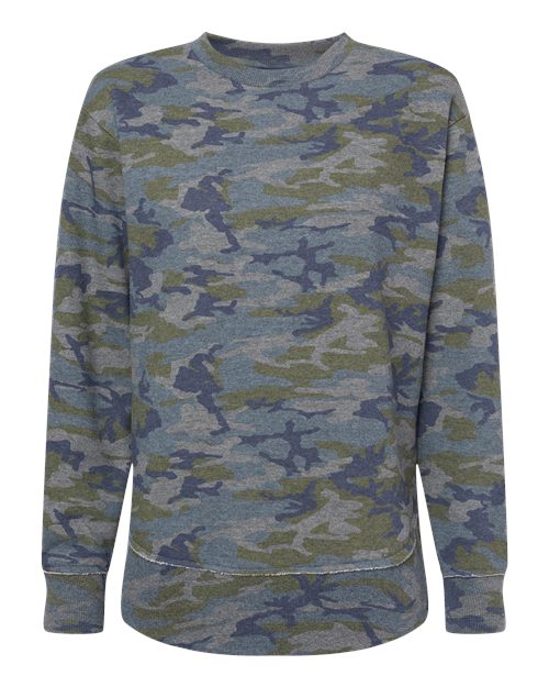 LAT 3525 Women's Weekend Crewneck Sweatshirt in Vintage Camo