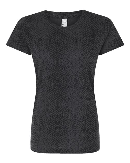 LAT 3516 Women's Fine Jersey Tee in Black Reptile