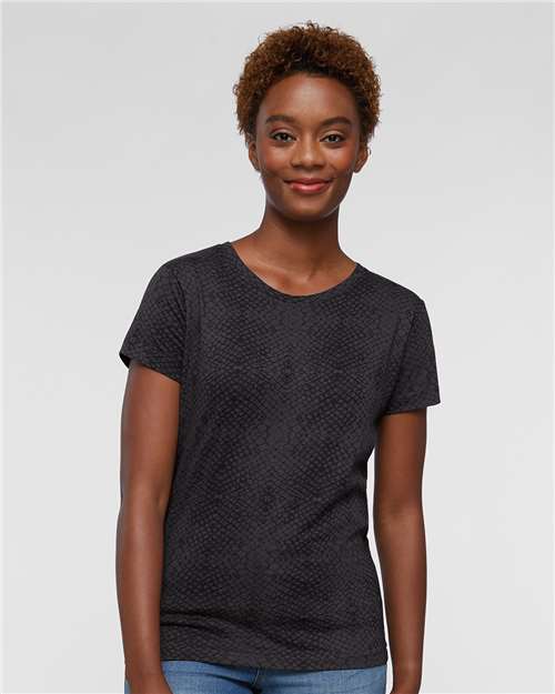 LAT 3516 Women's Fine Jersey Tee in Black Reptile