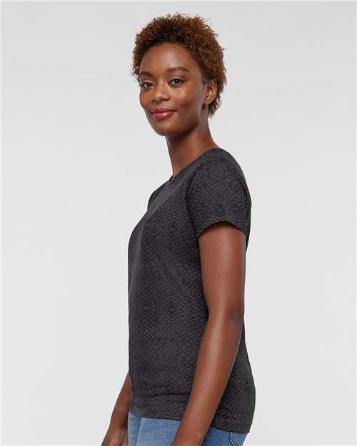 LAT 3516 Women's Fine Jersey Tee in Black Reptile