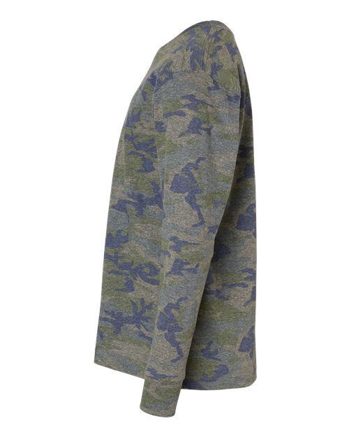 LAT 6201 Youth Fine Jersey Long Sleeve Tee in Vintage Camo