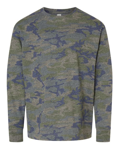 LAT 6201 Youth Fine Jersey Long Sleeve Tee in Vintage Camo