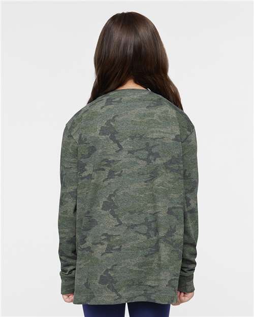 LAT 6201 Youth Fine Jersey Long Sleeve Tee in Vintage Camo