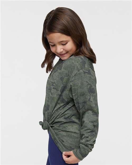 LAT 6201 Youth Fine Jersey Long Sleeve Tee in Vintage Camo
