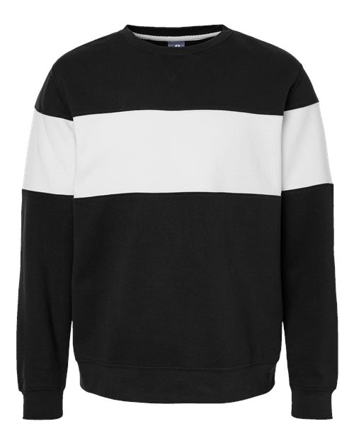 J. America 8646 Unisex Varsity Fleece Crewneck Sweatshirt in Black
