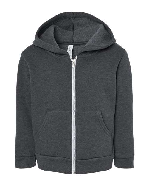 BELLA + CANVAS 3739T Toddler Sponge Fleece Full-Zip Hoodie Sweatshirt in Dark Grey Heather