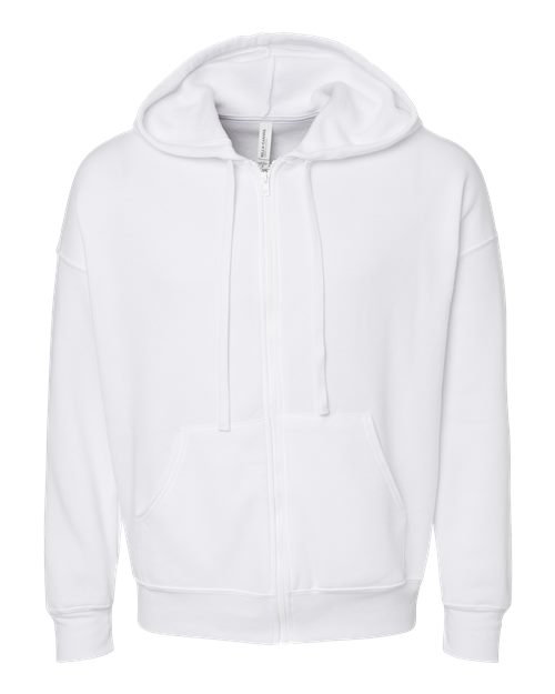 BELLA + CANVAS 3759 Unisex Sponge Fleece DTM Full-Zip Hoodie Sweatshirt in White