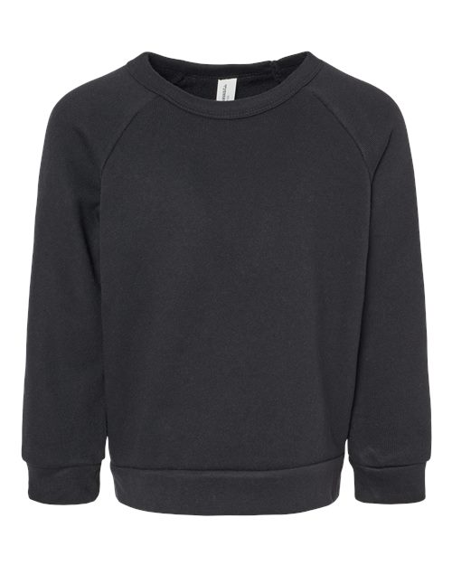 BELLA + CANVAS 3901T Toddler Sponge Fleece Raglan Crewneck Sweatshirt in Black