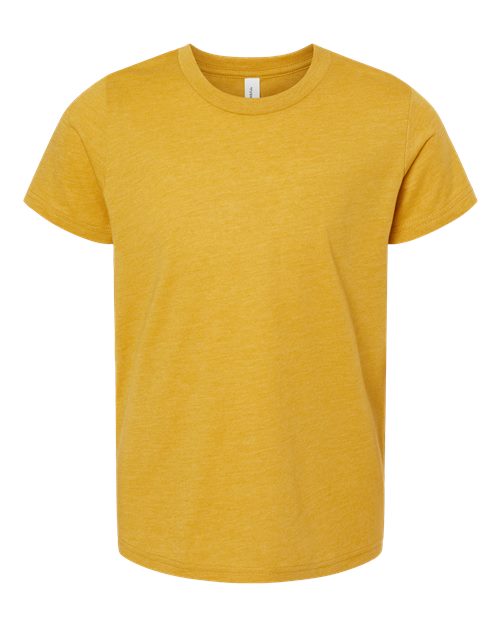 BELLA + CANVAS 3001YCVC Youth CVC Jersey Tee in Heather Mustard