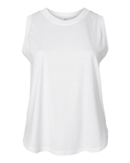 LAT 3892 Women's Curvy Relaxed Fine Jersey Tank in White