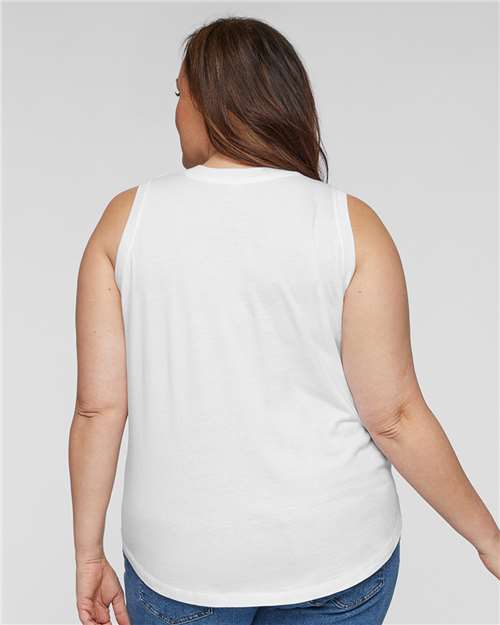 LAT 3892 Women's Curvy Relaxed Fine Jersey Tank in White