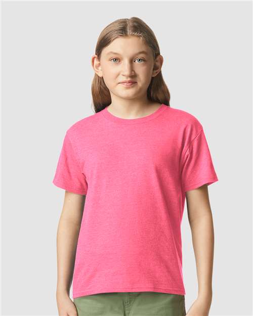 Gildan 64000BCVC Youth Softstyle CVC T-Shirt in Pink Lemonade Mist