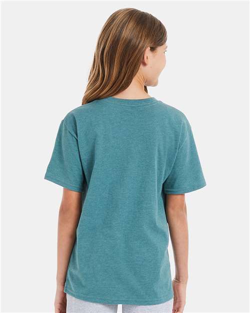 Hanes 498Y Youth Perfect-T T-Shirt in Cactus Heather
