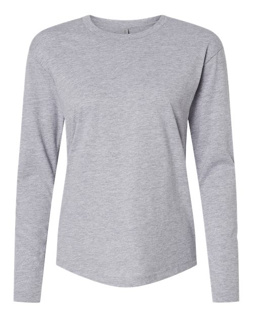 Next Level 3911 Women's Cotton Relaxed Long Sleeve Tee in Heather Grey