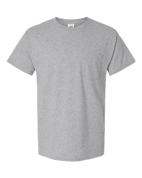 Hanes 5290P Unisex Essential-T Pocket T-Shirt in Light Steel