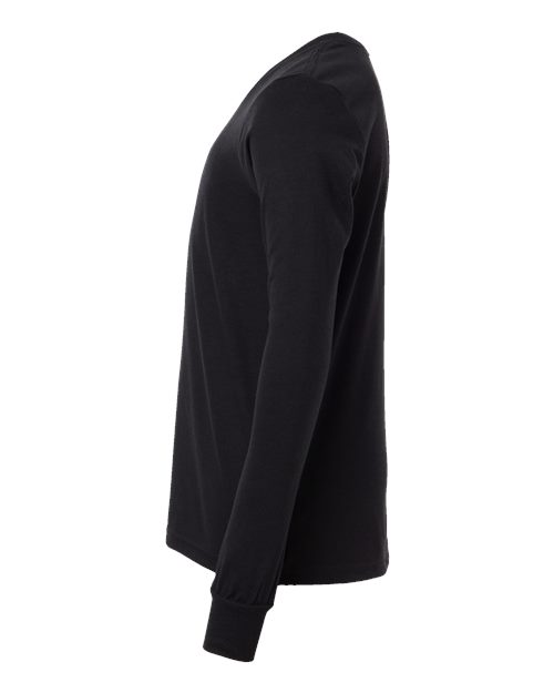BELLA + CANVAS 3501YCVC Youth Heather CVC Long Sleeve Tee in Solid Black Blend