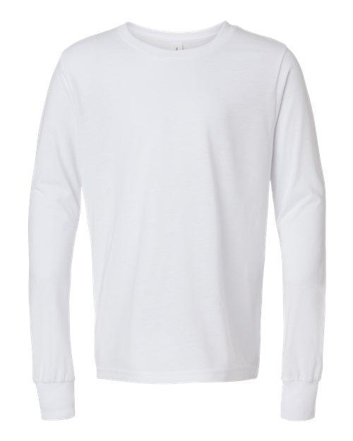 BELLA + CANVAS 3513Y Youth Triblend Long Sleeve Tee in Solid White Triblend