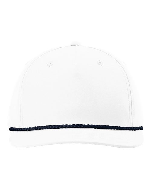 Richardson 258 Five-Panel Classic Rope Cap in White/ Navy