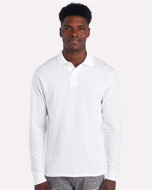 JERZEES 437LR Men's Dri-Power Long Sleeve Polo in White