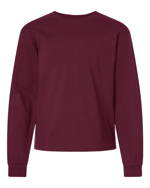 BELLA + CANVAS 3511Y Youth 6oz. Heavyweight Long Sleeve Tee in Maroon
