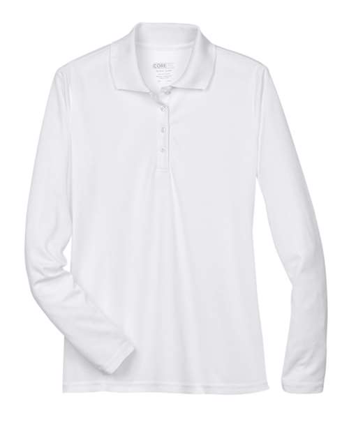CORE365 78192 Women's Pinnacle Performance Long Sleeve Piqué Polo in White