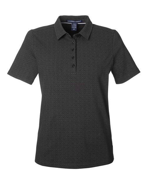 Devon & Jones DG101W Women's Crownlux Performance Geo Polo in Black/ Graphite
