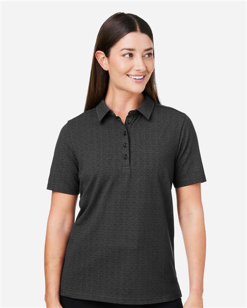 Devon & Jones DG101W Women's Crownlux Performance Geo Polo in Black/ Graphite