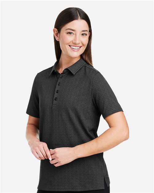 Devon & Jones DG101W Women's Crownlux Performance Geo Polo in Black/ Graphite