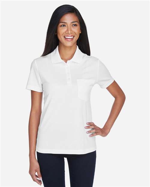CORE365 78181P Women's Origin Performance Piqué Polo with Pocket in White