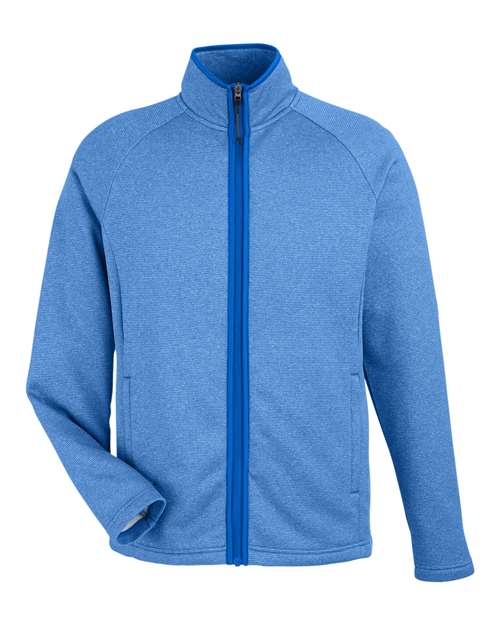CORE365 CE72 Men's Venture Heathered Stripe Full-Zip Jacket in True Royal/ White