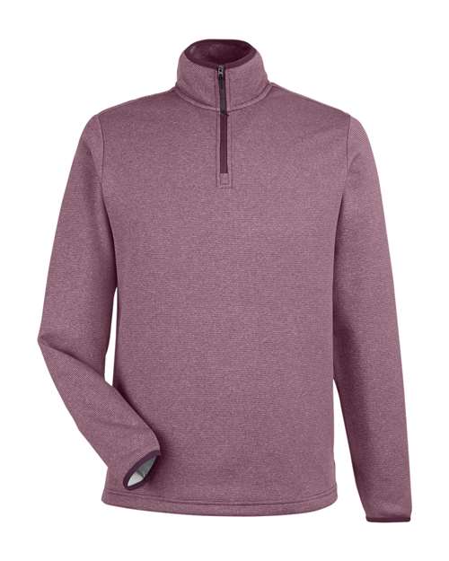 CORE365 CE73 Men's Venture Heathered Stripe Quarter-Zip Pullover in Burgundy/ White