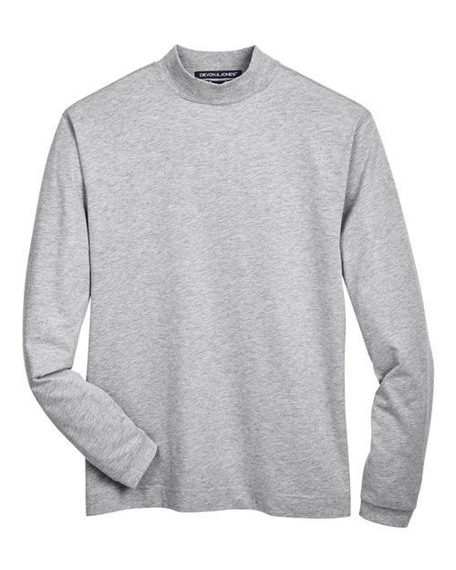 Devon & Jones D420 Unisex Sueded Jersey Mock Neck T-Shirt in Grey Heather