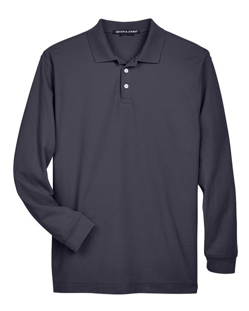 Devon & Jones D110 Men's Pima Piqué Long Sleeve Polo in Navy