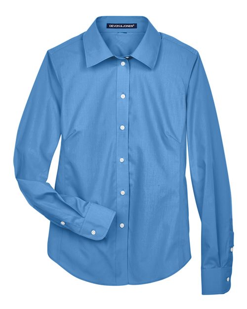 Devon & Jones D620W Women's Crown Collection Broadcloth Woven Dress Shirt in French Blue