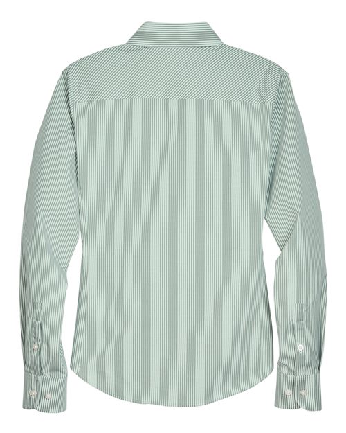 Devon & Jones D645W Women's Crown Collection Banker Stripe Woven Dress Shirt in Dill