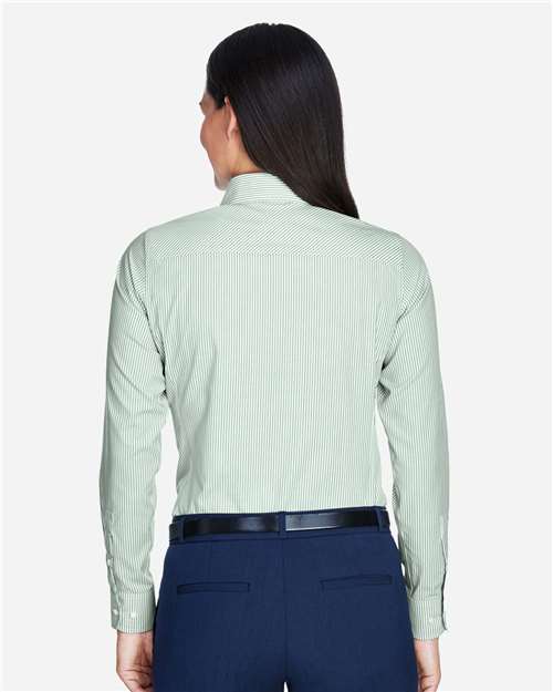 Devon & Jones D645W Women's Crown Collection Banker Stripe Woven Dress Shirt in Dill