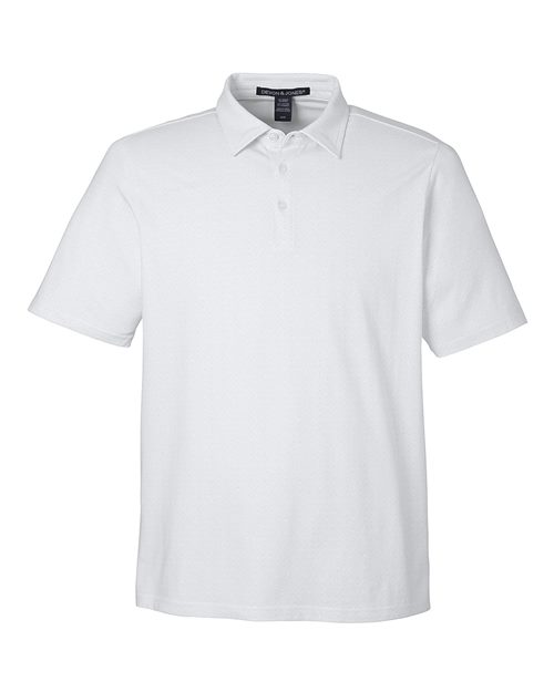 Devon & Jones DG101 Men's Crownlux Performance Geo Polo in White/ Silver