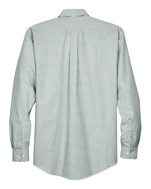 Devon & Jones D645 Men's Crown Collection Banker Stripe Woven Dress Shirt in Dill