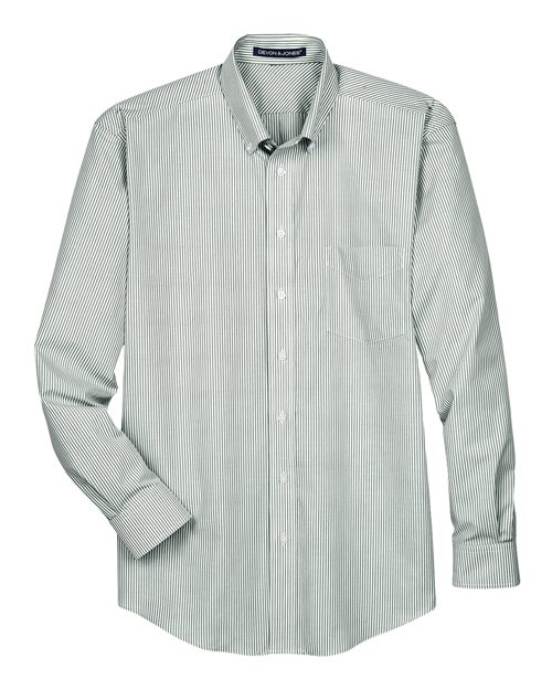 Devon & Jones D645 Men's Crown Collection Banker Stripe Woven Dress Shirt in Dill