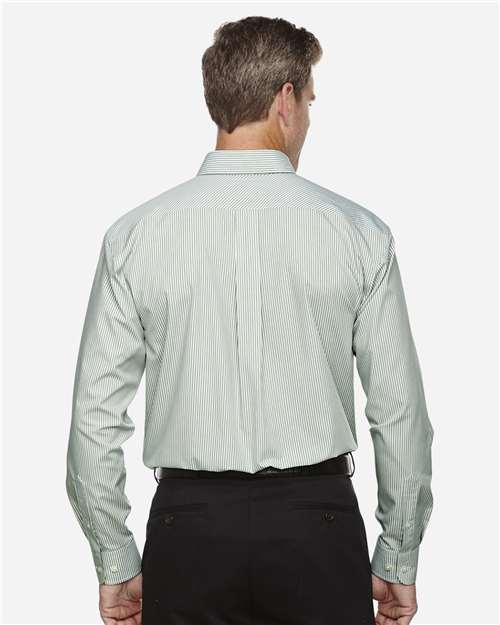 Devon & Jones D645 Men's Crown Collection Banker Stripe Woven Dress Shirt in Dill