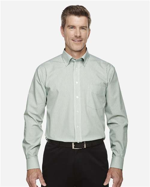 Devon & Jones D645 Men's Crown Collection Banker Stripe Woven Dress Shirt in Dill