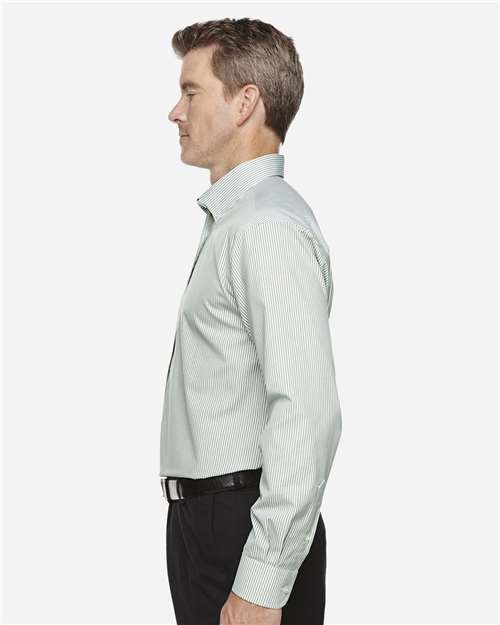 Devon & Jones D645 Men's Crown Collection Banker Stripe Woven Dress Shirt in Dill