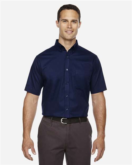 CORE365 88194T Men's Tall Optimum Short Sleeve Twill Dress Shirt in Classic Navy