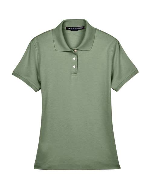 Devon & Jones D140SW Women's Perfect Pima Interlock Polo in Dill