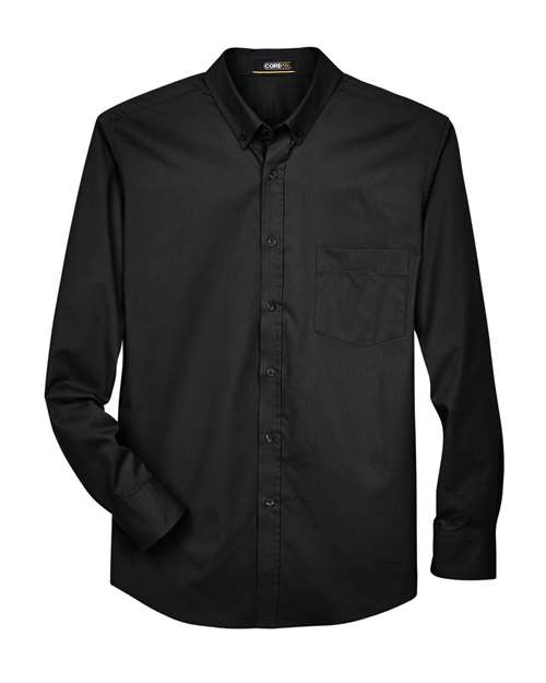 CORE365 88193T Men's Tall Operate Twill Dress Shirt in Black